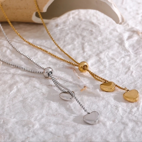 Wonderful Silver Hearts Long Pendant Necklace - Picture 3 of 7